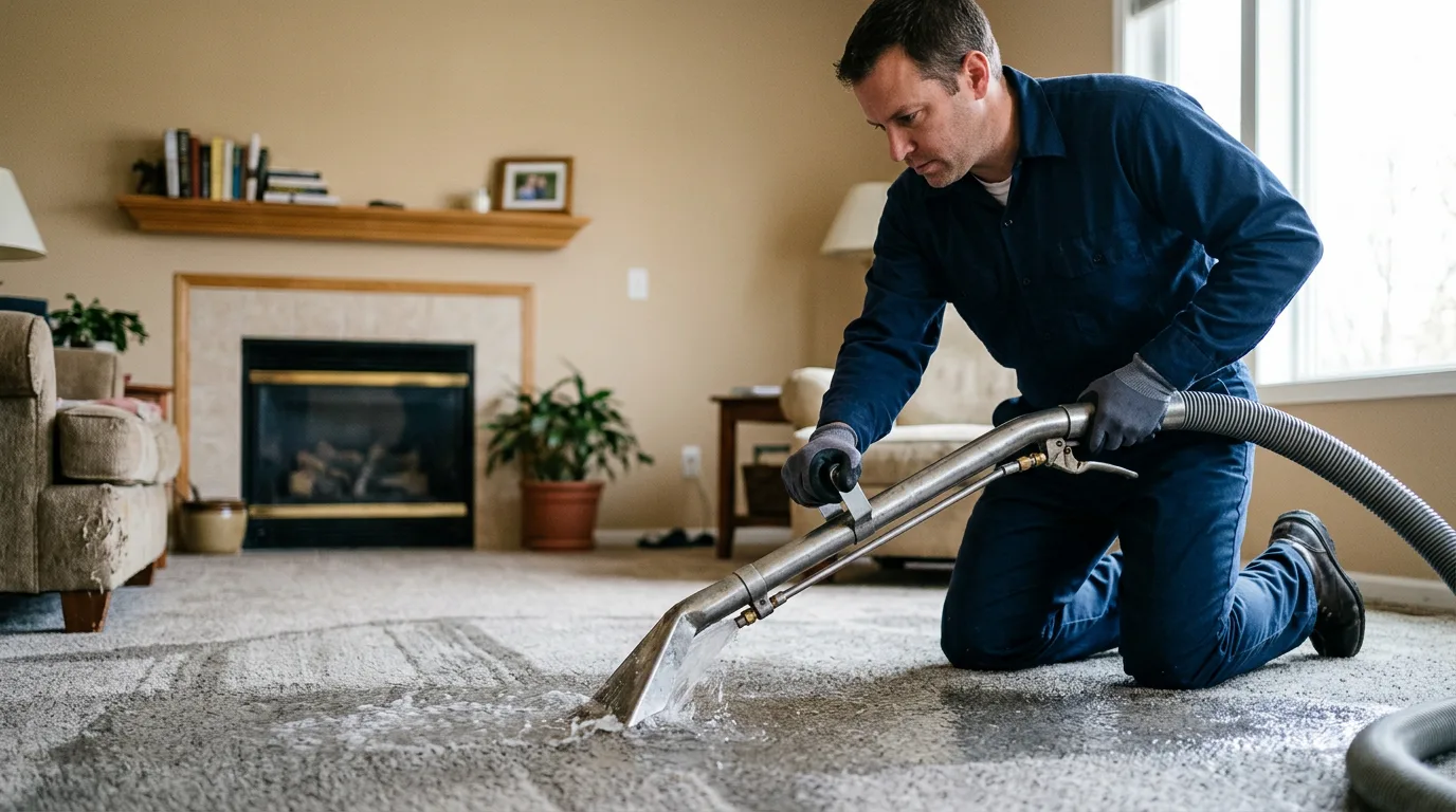 Water damage restoration technician working near Eau Galle, WI